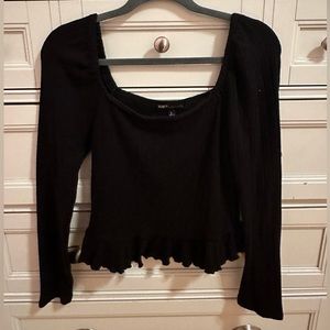 Black Square Neck Top